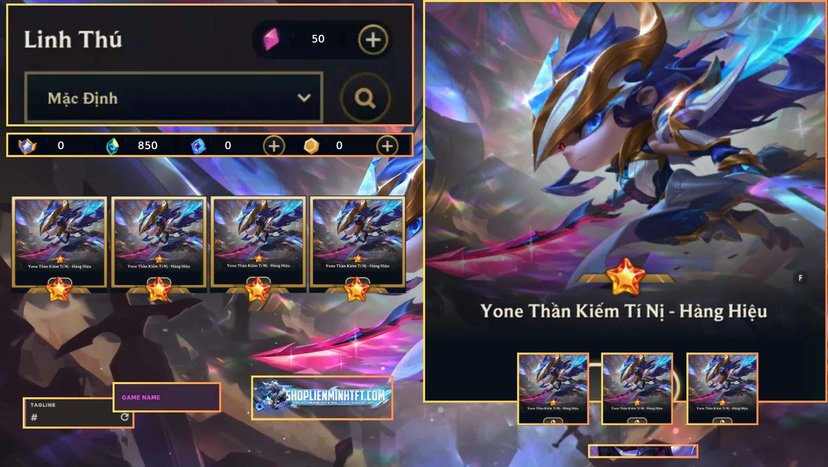 YONE THẦN KIẾM TÍ NỊ HÀNG HIỆU ACC CLONE